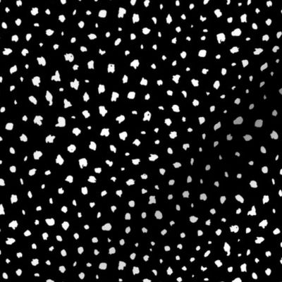 Little messy spots and speckles panther animal skin abstract minimal dots monochrome white spots on black SMALL 