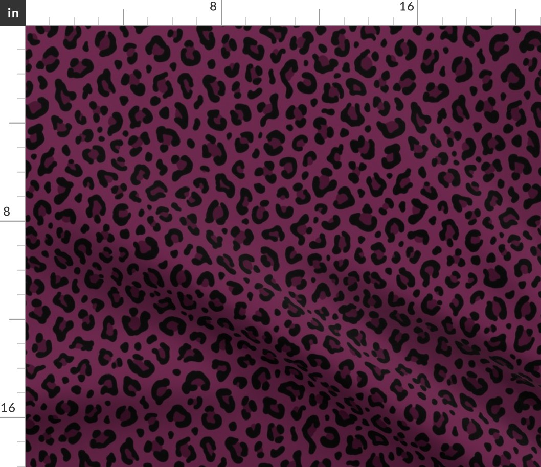 ★ LEOPARD PRINT in DARK PLUM PURPLE ★ Medium Scale / Collection : Leopard spots – Punk Rock Animal Print
