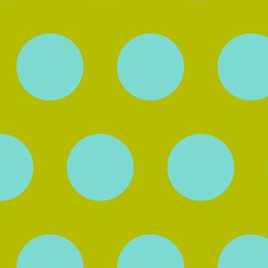 Polka Dot 2- Turquoise on Lime