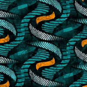 ★ SPRINGING UP ★ Teal + Yellow - Large Scale / Collection African Batik - Wax Inspired Prints