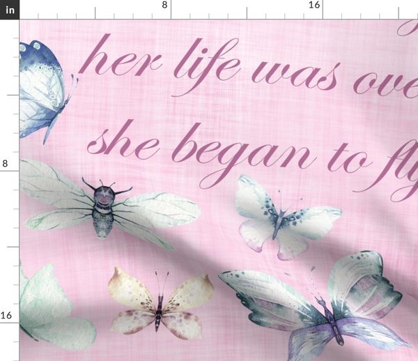 Bebe Papillon Chenille Animal Couverture Citation Fille Lin Floral Papillon De Nuit Rose Spoonflower