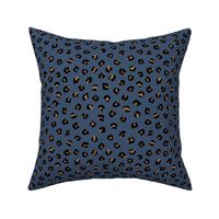 Space little leopard spots animal print pattern panther wild cat trend midnight blue caramel latte 