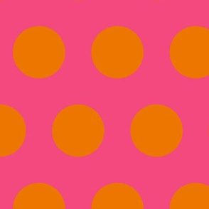 Polka Dot 2- Orange on Pink