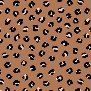 Space little leopard spots animal print pattern panther wild cat trend caramel creme brown beige black