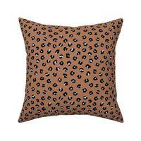 Space little leopard spots animal print pattern panther wild cat trend caramel creme brown blue black