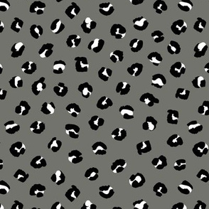 Space little leopard spots animal print pattern panther wild cat trend stone gray black and white