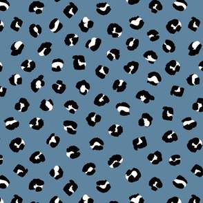Space little leopard spots animal print pattern panther wild cat trend moody blue black white