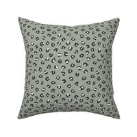 Space little leopard spots animal print pattern panther wild cat trend moss green sage gray white