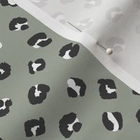 Space little leopard spots animal print pattern panther wild cat trend moss green sage gray white