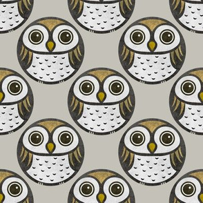 Owl circles - cute little owls on grey background