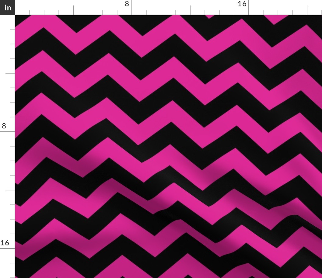 Large Barbie Pink Chevron Pattern Horizontal in Black