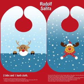 Rudolf bibs and burb cloth set cut out panel