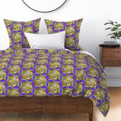 blue olive golden floral Neo Art Deco table runner tablecloth napkin placemat dining pillow duvet cover throw blanket curtain drape upholstery cushion duvet cover clothing shirt 