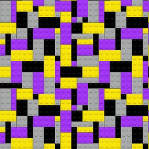 purple yellow gray brick building blocks small actual size