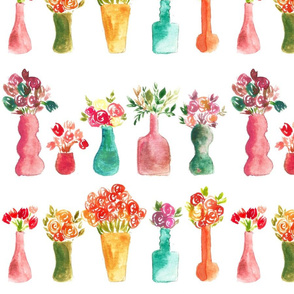 spring bouquets in vases 