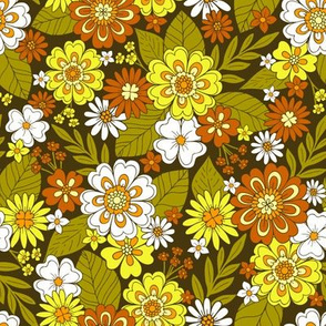 Small-Scale Retro Flower Power 1970s Hippie Floral