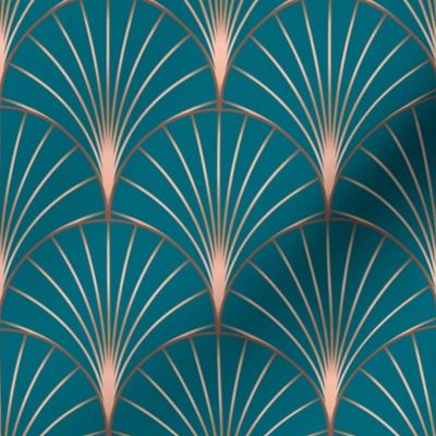 Art Deco Arches Copper And Teal