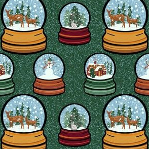 Winter wonderland snow globes - green