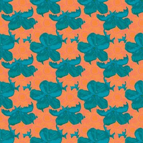 Teal Orange Watercolor Floral 