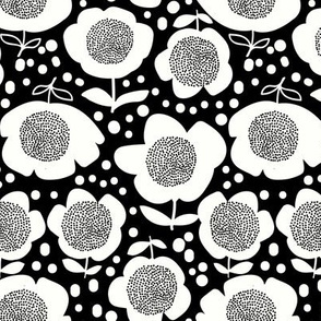 Posy dots_Small_White/Black