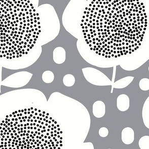 Posy Dots_Large_White/Grey