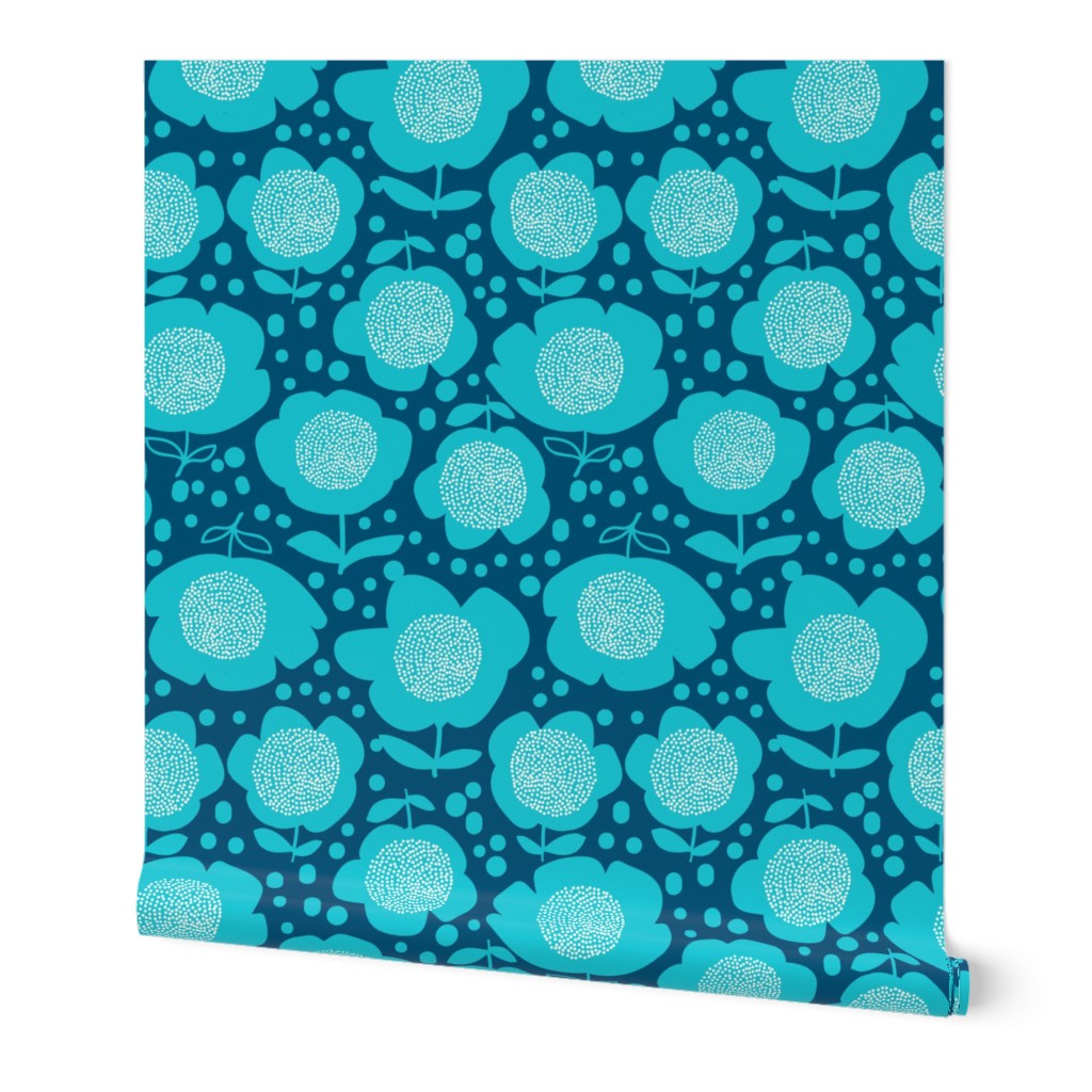 Posy Dots_Large_DarkBlueGreen/Teal