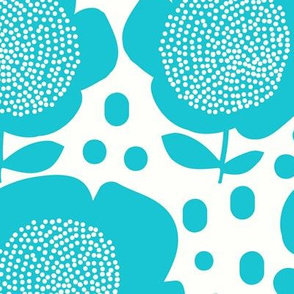 Posy Dots_Large_Teal/White