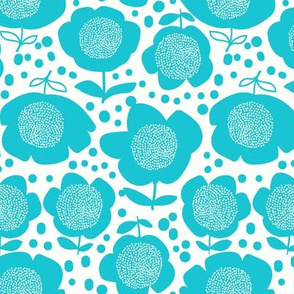 Posy Dots_Small_Teal/White