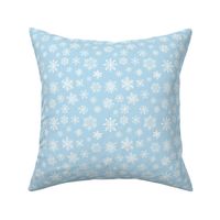 Small Light blue winter snowflakes snow 