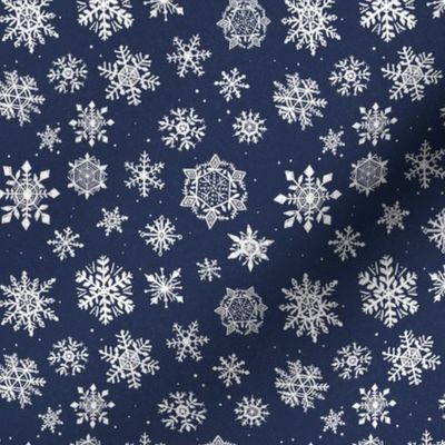 Small Snowflake Navy Dark Blue Winter Holiday Icy