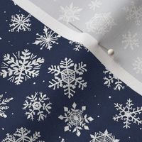 Small Snowflake Navy Dark Blue Winter Holiday Icy