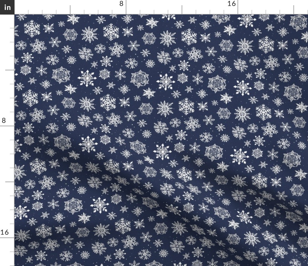 Small Snowflake Navy Dark Blue Winter Holiday Icy