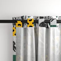 Eat Sleep Hockey - Ice Hockey Patchwork - Hockey Nursery - Wholecloth gold and green - LAD19