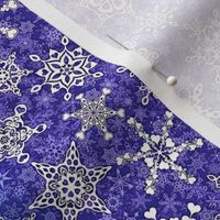 2 tone violet purple sapphire blue snowflakes on snowstorm