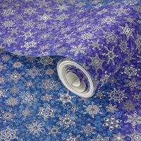 2 tone violet purple sapphire blue snowflakes on snowstorm