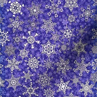 2 tone violet purple sapphire blue snowflakes on snowstorm