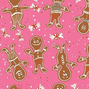 Gingerbread folks pink christmas cookies winter holiday