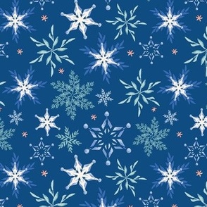 Watercolor Snowflake Midnight - Medium