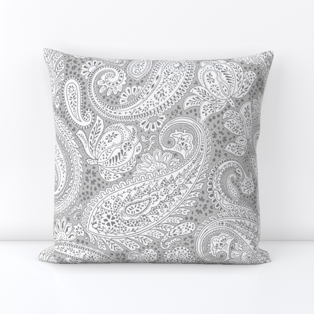 large Paisley Positivity 2 greys white