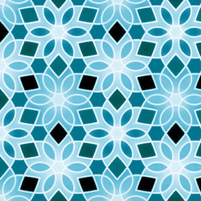 Winter Spring Water - Petal Kaleidoscope Hexagon Flower Pastel Crystals - Large - Black Rhomb