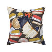 Cozy Cushions and Coffee at Book Club on charcoal grey - big