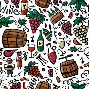     Wine Factory Pattern. Kitchen Decor