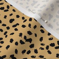 Messy animal spots boho minimalist design  cheetah dalmatian ink dots ochre mustard yellow black 