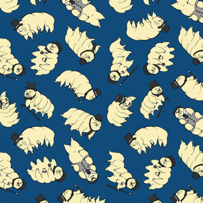 Tardigrades in Tophats -Cream /Dk Blue