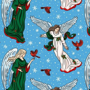 Christmas Cardinals Angels Blue
