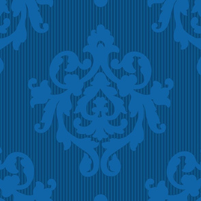 Blue Damask on Marine Blue