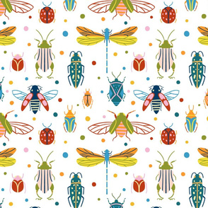 Colourful insects and dots
