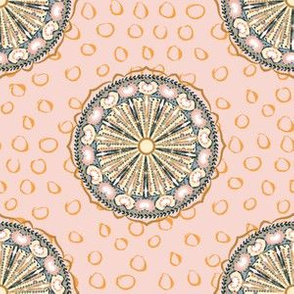 Watercolor Mandala-Peach & Slate