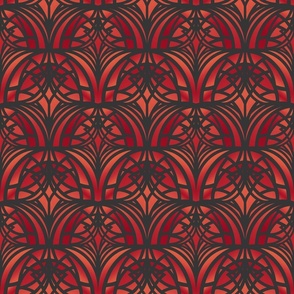 Art deco scales in dark red tones 6 inch