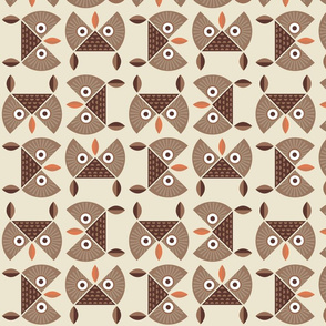 Abstract owls - circular formation in brown